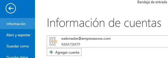 Configuración de correo premium en outlook 2013